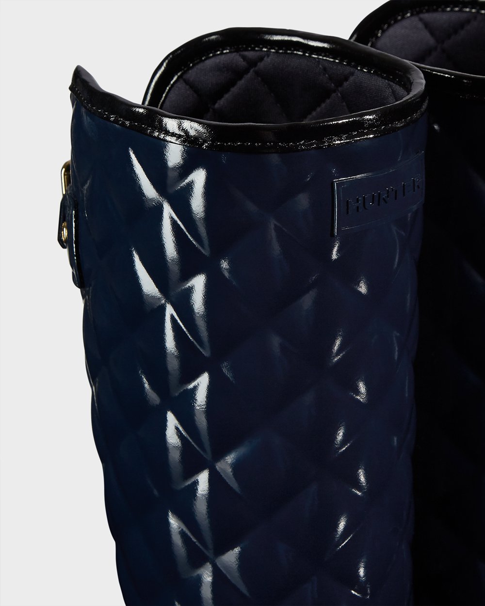 Galochas Altas Hunter Feminina Azul Marinho - Refined Adjustable Quilted Gloss - 34QRIUHTO